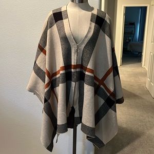 Plaid poncho OS worn once.